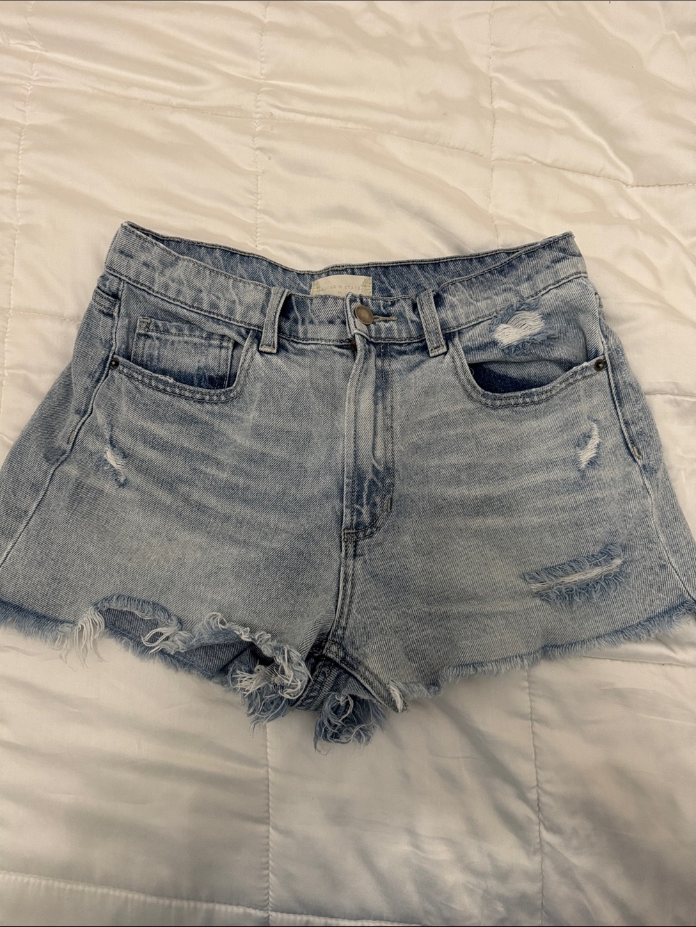 Altar'd State Light Blue Distressed Denim Shorts